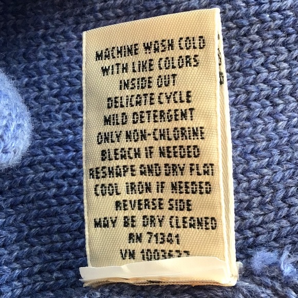 L. L. Bean double cable zip front 100% cotton cardigan periwinkle blue - Picture 9 of 11